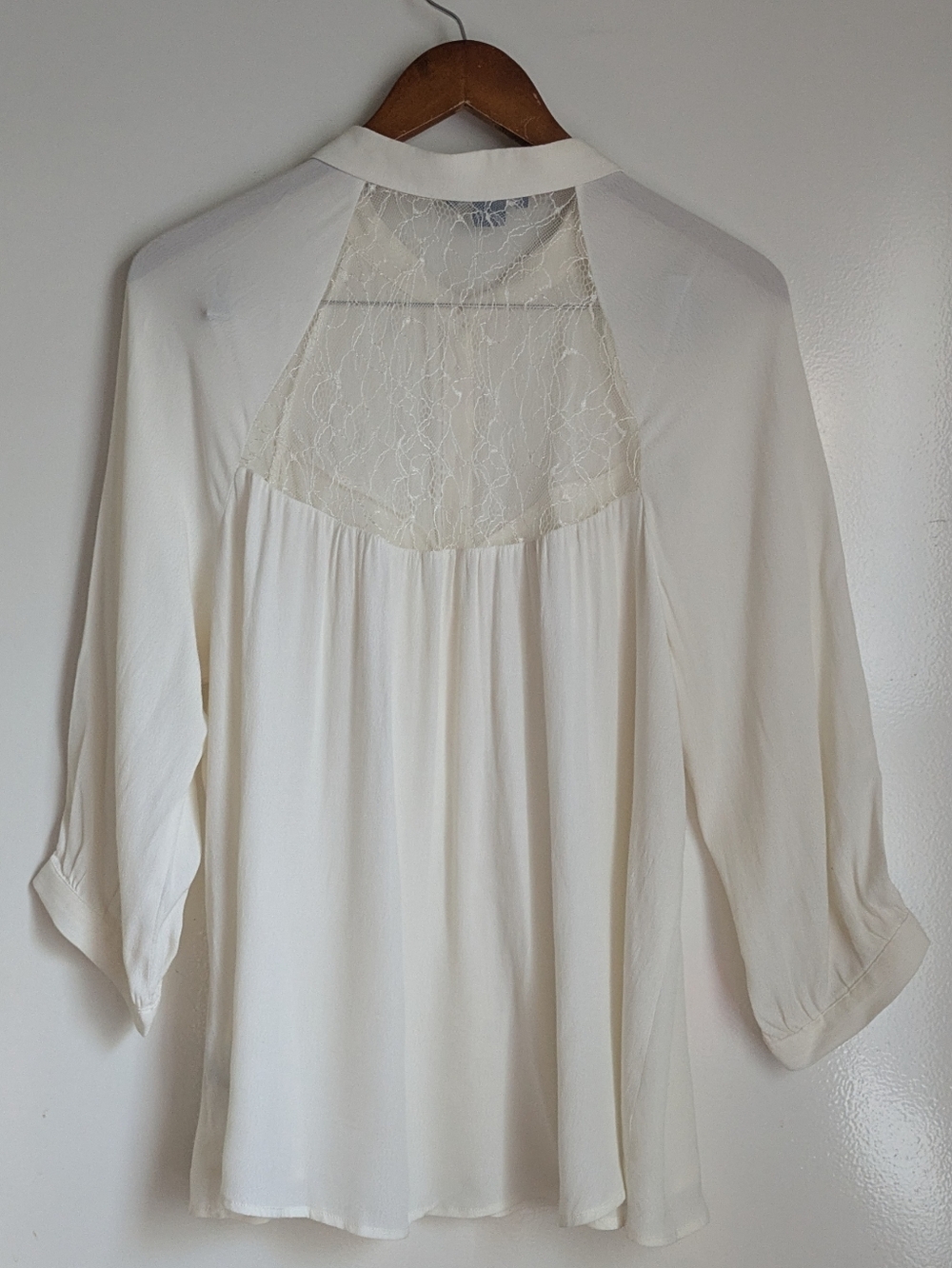 Anthropologie Lie Romantic Bohemian Ruffled Lace Blouse White Size 14 - Picture 10 of 16